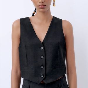 Zara Black Cropped Vest